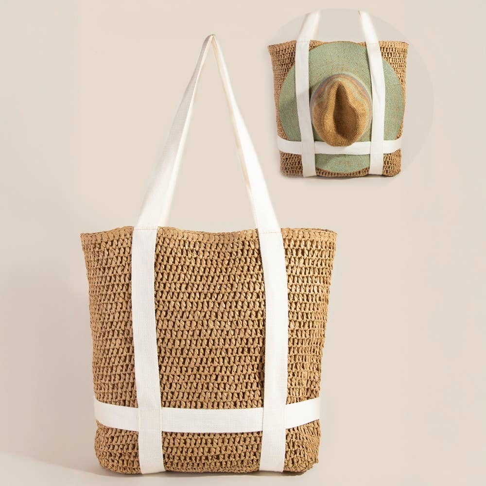 Straw Braided Hat Carrier Tote Bag