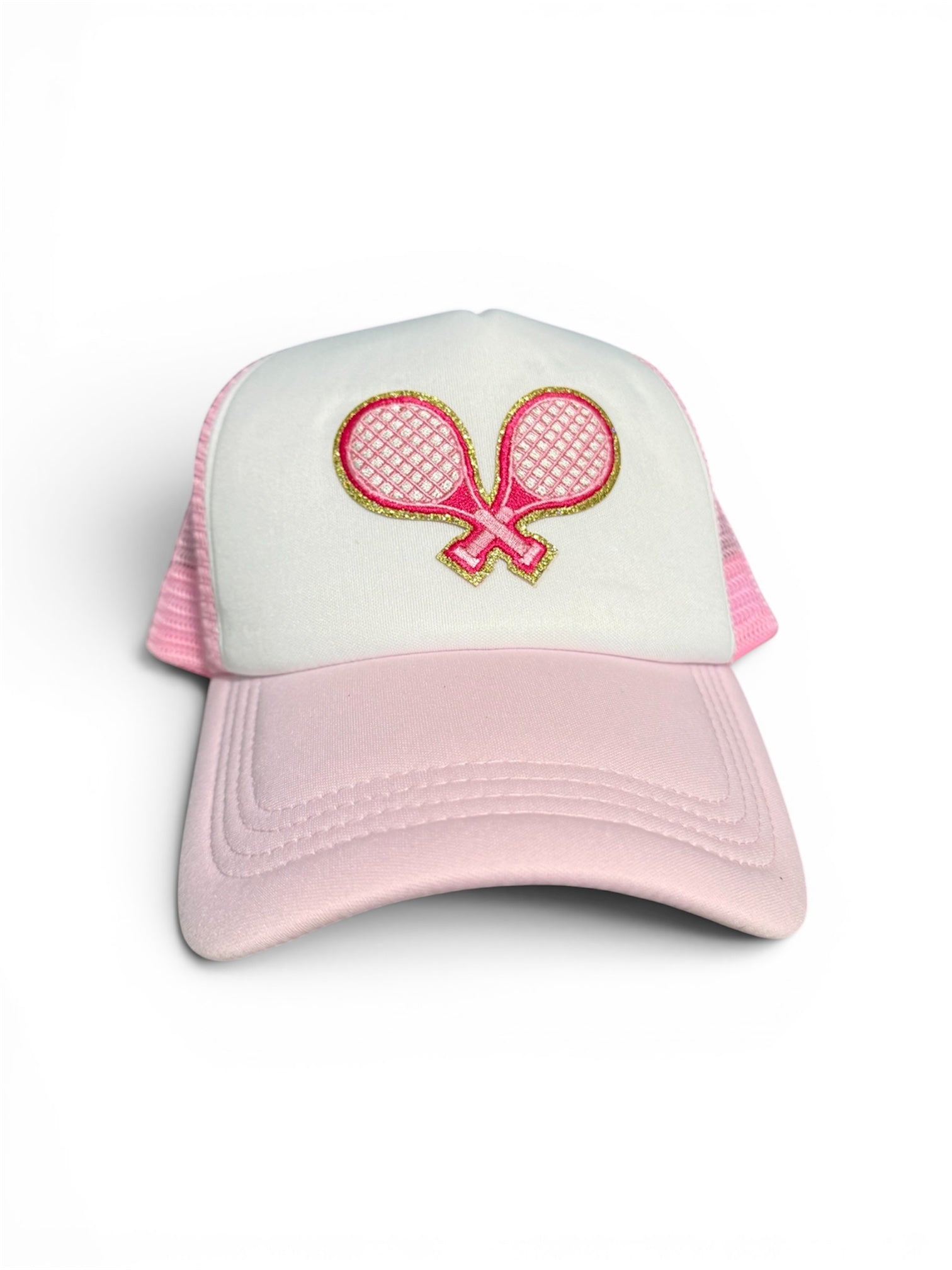 Playful Pleats Trucker Hat – Pink Racquet Edition