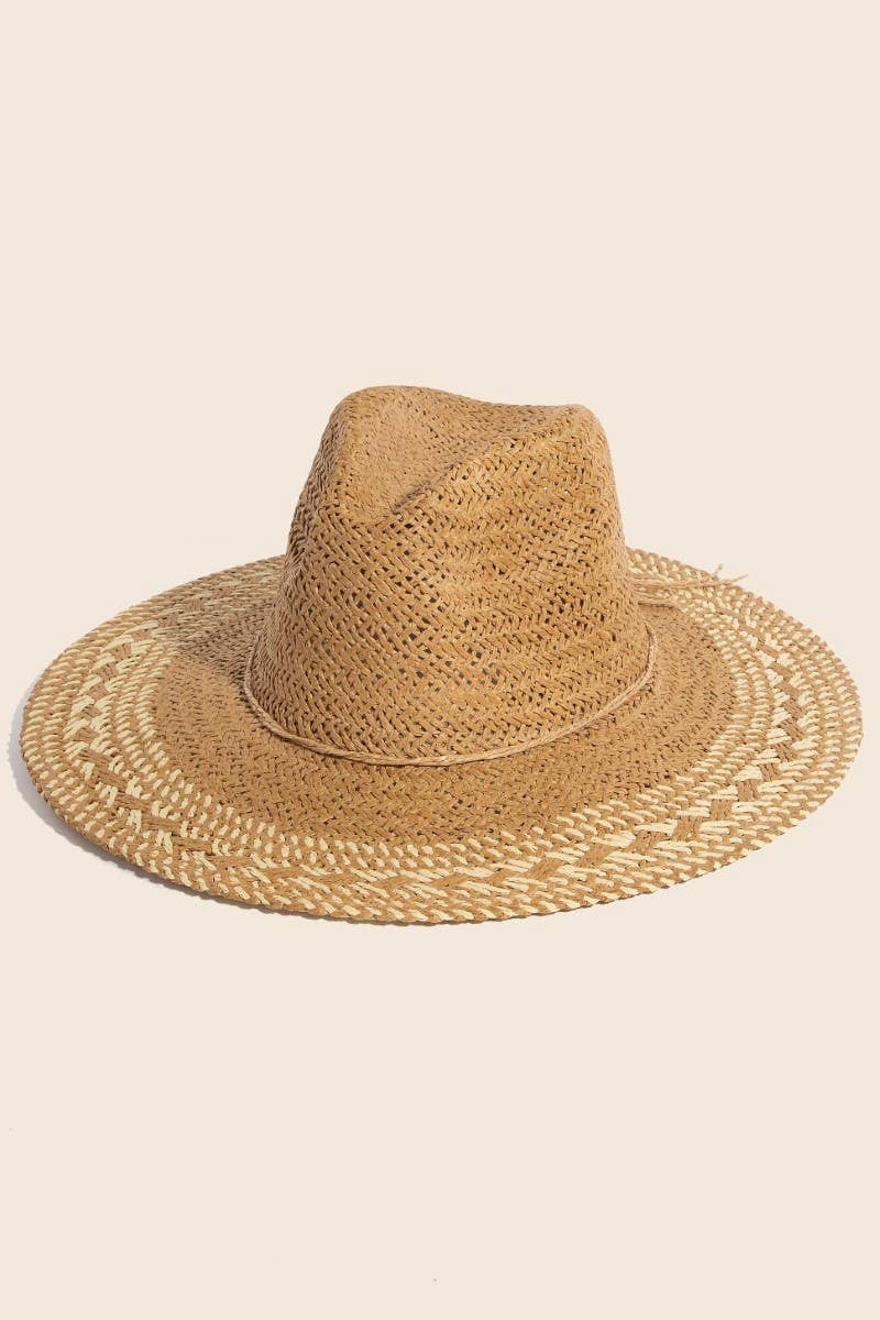 Two Tone Floppy Boho Straw Hat